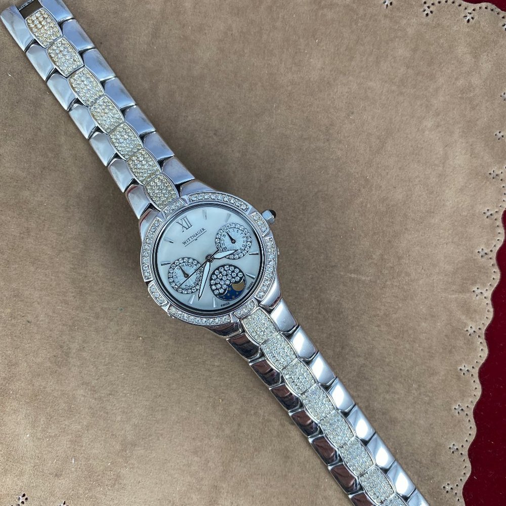 SOLD Wittnauer Crystal Moonphase Chronograph, Swiss Made, Roman Numerals - Picture 6 of 8